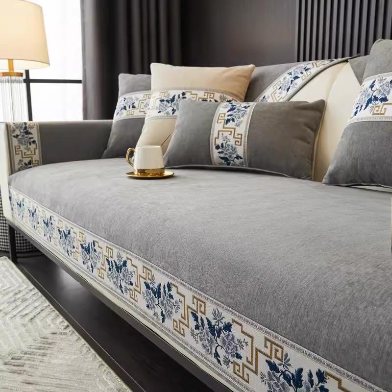 Chinese Style Chenier Sofa Cushion Four Season Universal Anti Slip Sofa Cover Fully Covered Machine Washable Decor Sofa Towel