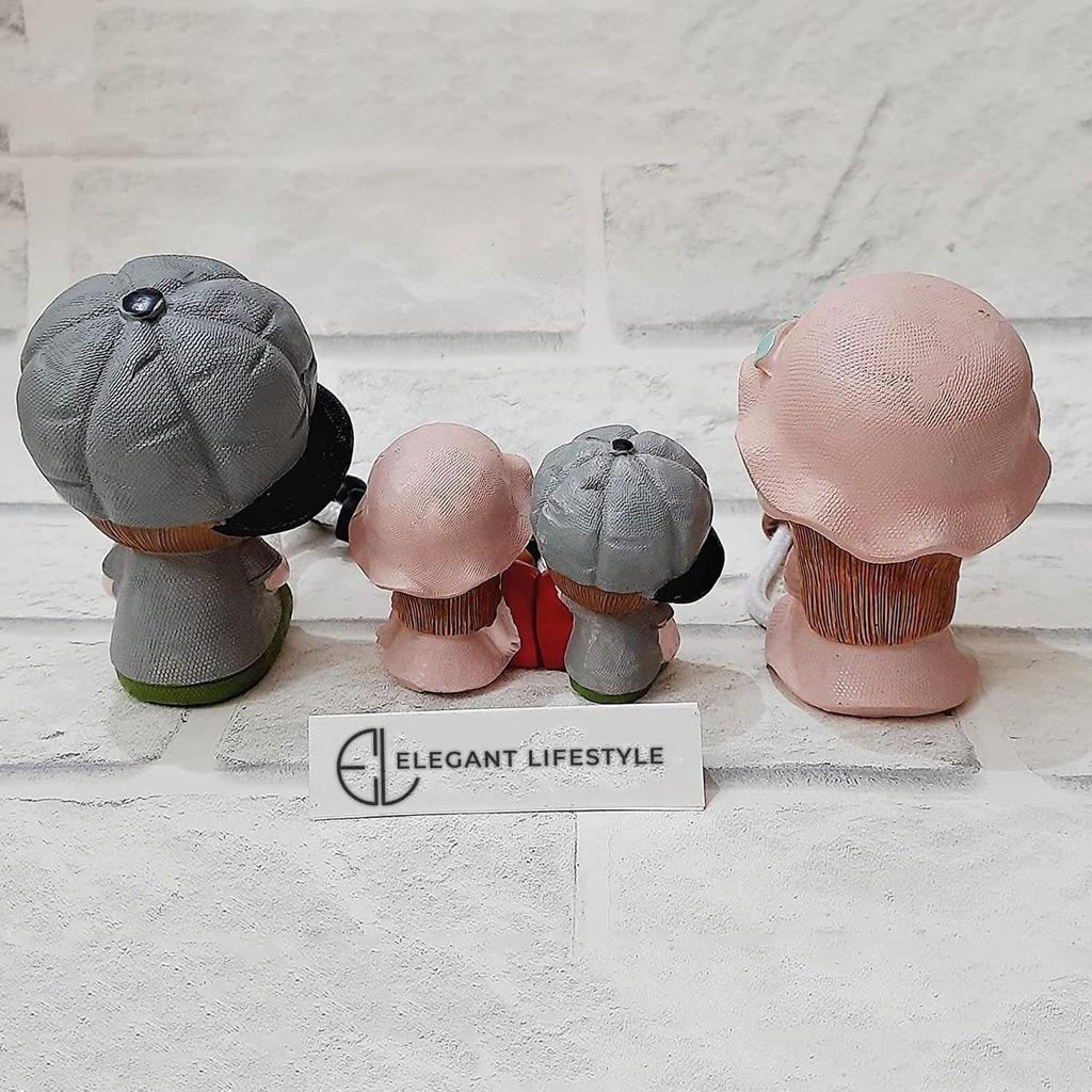 Gift Set Decorative Polyresin Hanging Legs | Family Showpiece Dolls Miniature Figurine Living Room Home Decor Gift Item (4 Pcs Set)