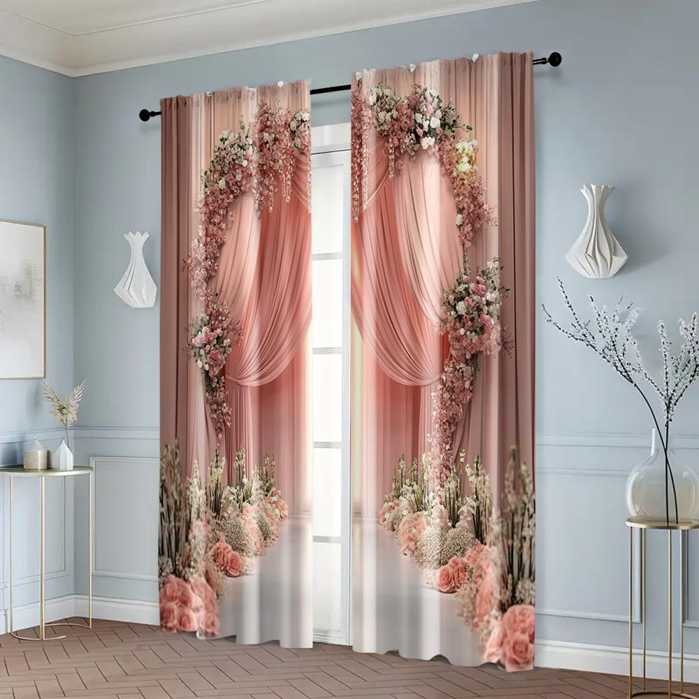 2pcs, Curtains&Drapes 2D Print Romantic Gentle Style Fabric (without Rod) Decorations For Home Use for Living Room, Bedroom,