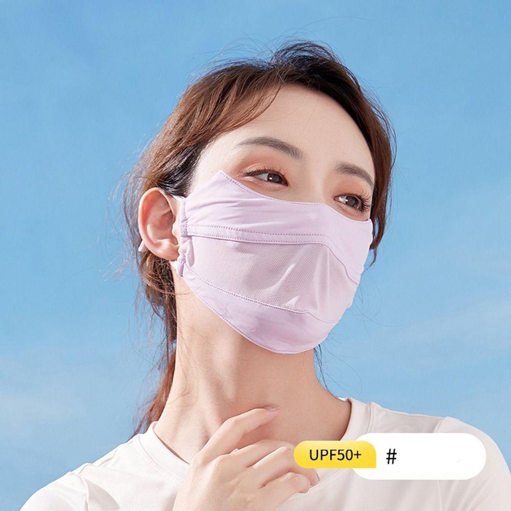 Protection Solid Color Fishing Sunscreen Veil Anti-uv Face Cover Face Scarves Ice Silk Face Scarf