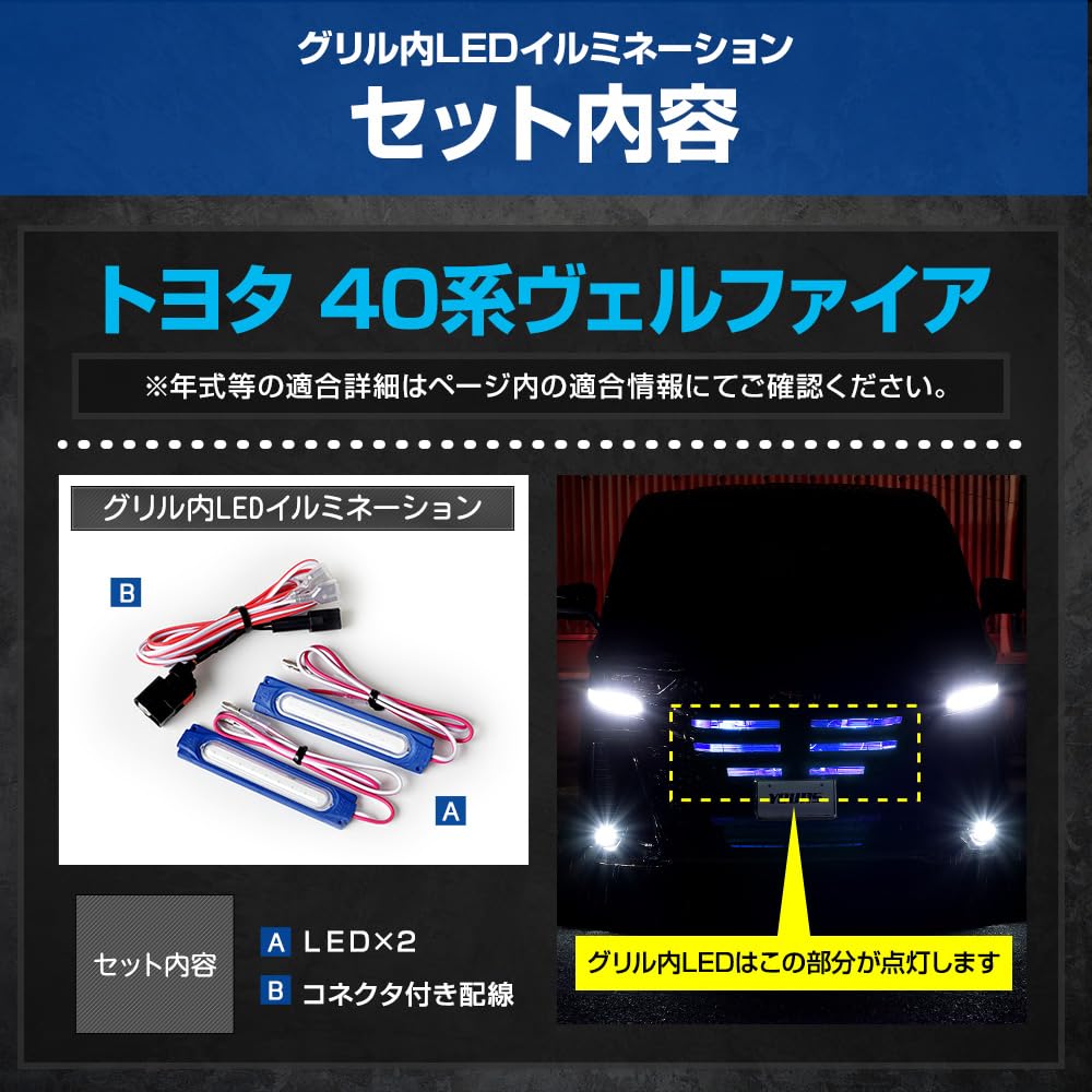 YOURS 40 Series Vellfire LED Grille Illumination [White] VELLFIRE 40 Vellfire 40 VELLFIRE Custom