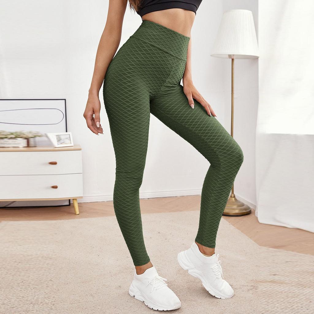 Women's Fashion Color Peach Butt Lifting Yoga Bubble Pants High Waist Sports Tights