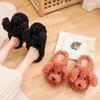 Comwarm Cute Dog Short Plush Slippers For Women 2026 Winter Warm Furry Cotton Shoes Couples Home Indoor Bedroom Cozy Slippers