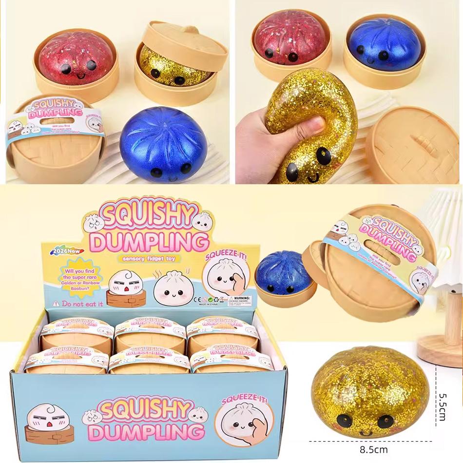 Glitter Dumpling Glitter Dumpling Squishy with Box Dumplings Sensory Squeeze Toy for Stress Relief
