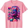 Psychedelic Rainbow Cat Print Graphic T-Shirt Men's Crew Neck Breathable Casual Tee