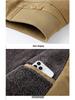 Men's Casual Fleece-Lined Warm Workwear Jacket – Retro Turn-Down Collar Coat for Autumn and Winter.