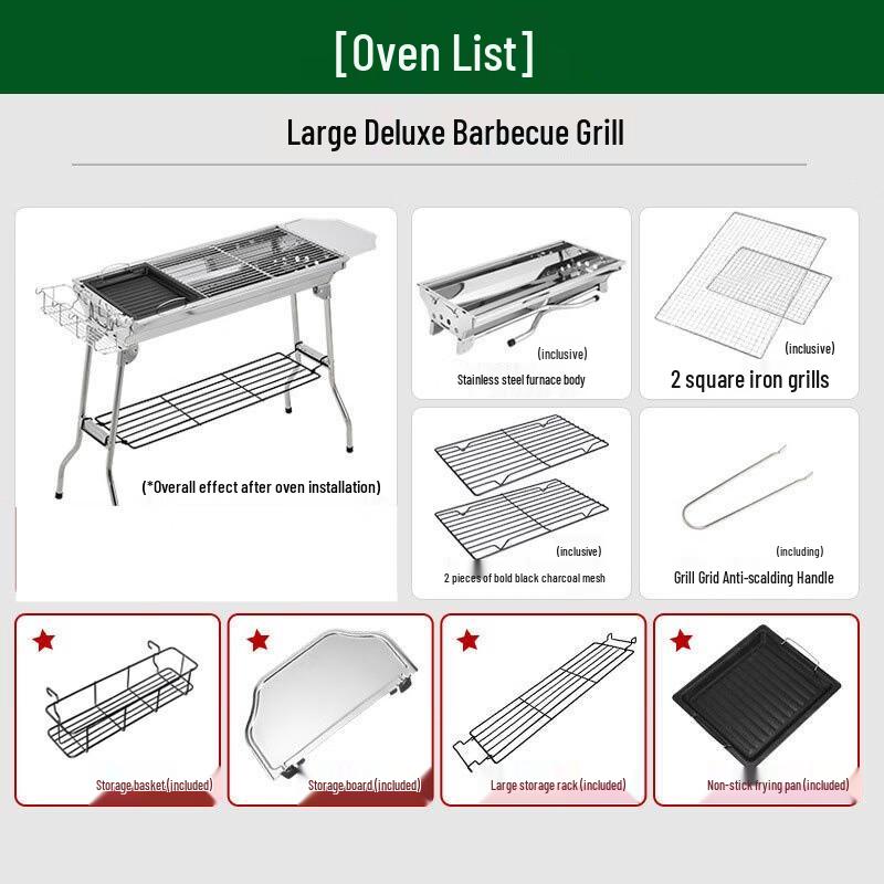 Zhichu Portable Folding Stainless Steel Charcoal BBQ Grill