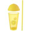 Plastic Cup with Straw Lid for Drinking Water and Beverages 450 ml