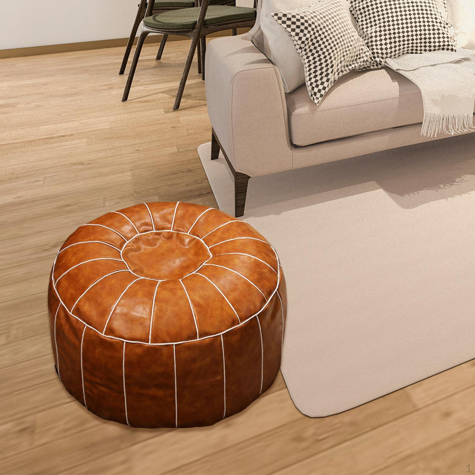 Бохо Декоративный Круглый Пуф Без Наполнителя Чехол для Пуфа из ПУ Кожи Пуфик Подставка для Ног Подушка для Brown-C 4840₽