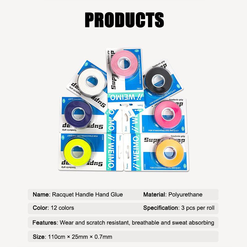 3 Pcs/Pack Badminton Hand Rubber Wrap Around Handle With Anti-Slip Sweatband Grip Handle Leather Badminton Hand Rubber
