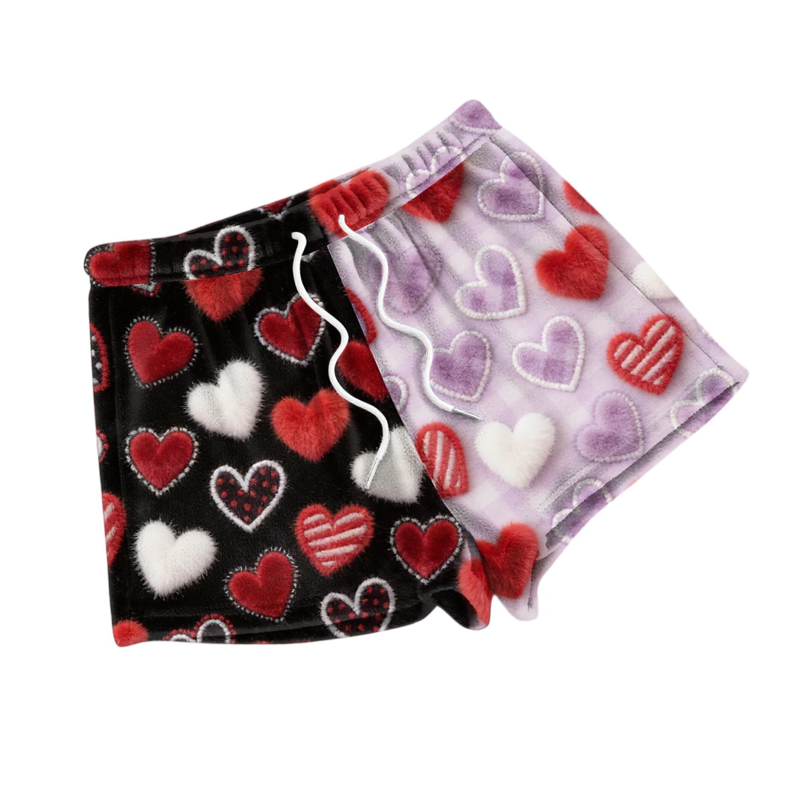 

Women s Fashion Sleep Pants Valentine s Day Printed Casual Plush Shorts XL фіолетовий