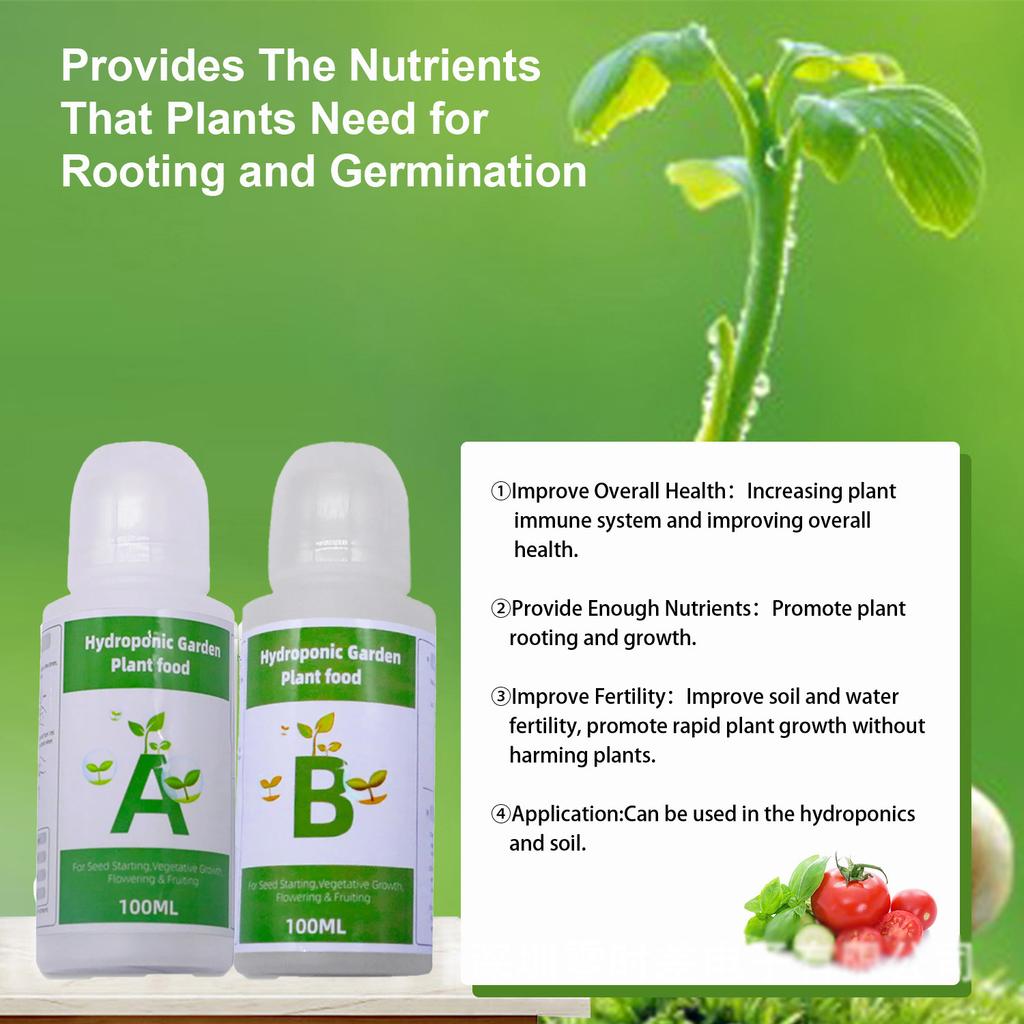 2/4pcs/Box General Hydroponic Nutrient Plant Fertilizer A and B Solution Kit for Vegetable Fruit Flower Plant Growing Nutrients