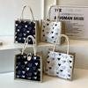 Bolsa de linho com zíper e botão Bolsa feminina Bolsa de compras de grande capacidade Bolsa de presente Organizador de praia Bolsa de compras portátil para almoço