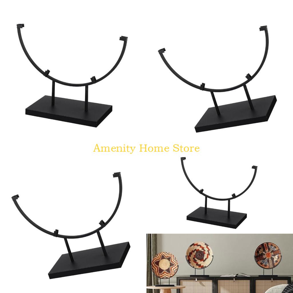 F26C Multipurpose Iron Holder for Displaying Round Plate Photo Picture Frame Stained Glass Art Stand Base Easy Installation
