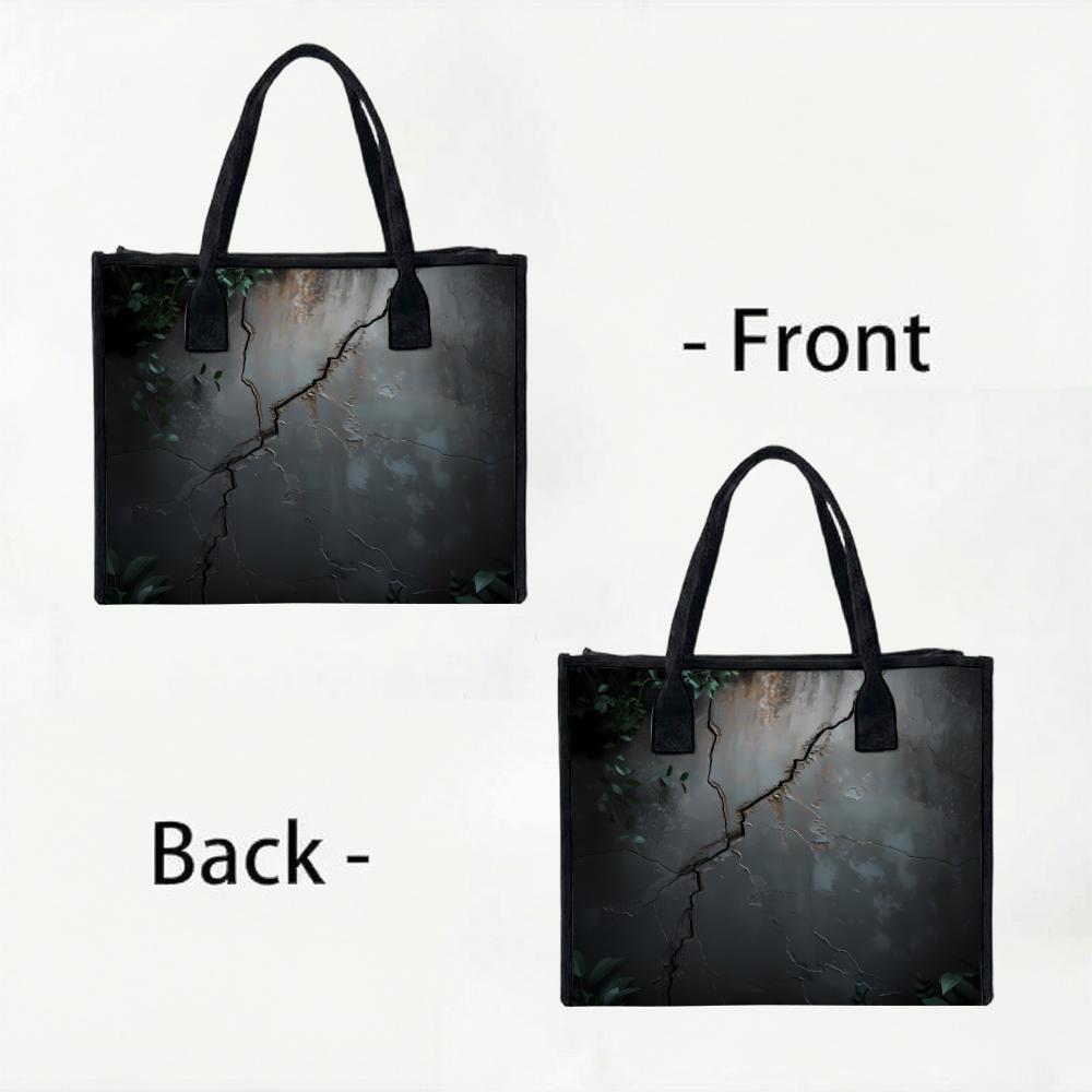 Vintage Cracked Print Large Capacity Tote Bag Fashion Daily Shoulder Bag