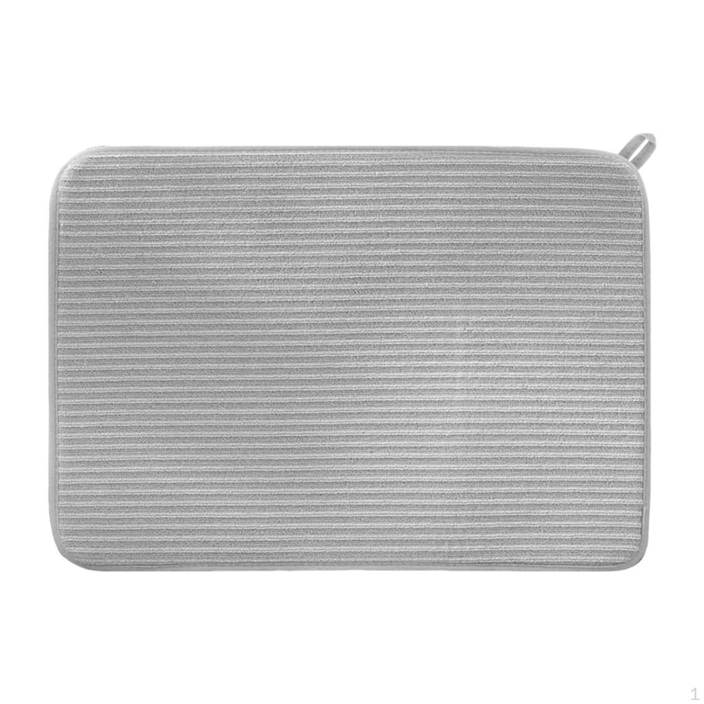 Dish Pad Absorbent Non Slip Kitchen Counter Mat for Utensils Tableware Bottle
