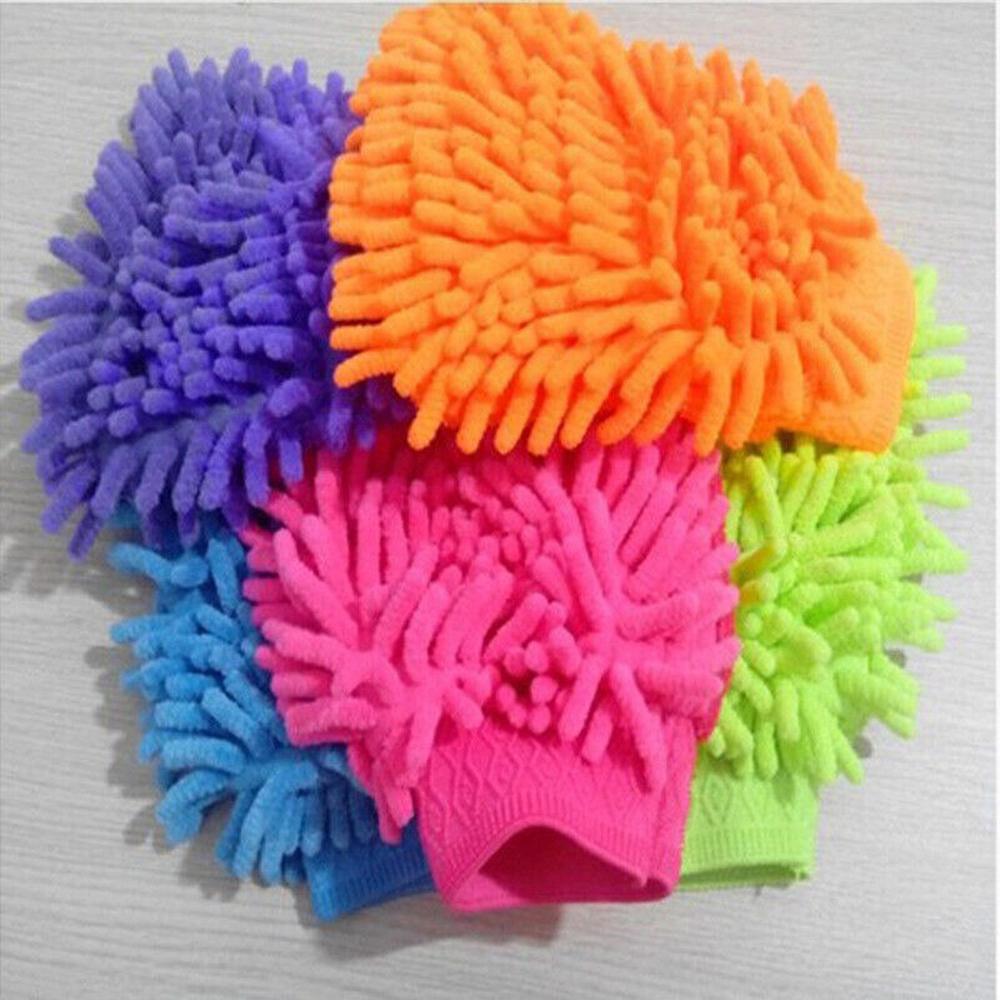 6Pcs Microfibre Car Wash Mitt Thick Noodle Soft Microfibre Glove Cleaning, Random Colors