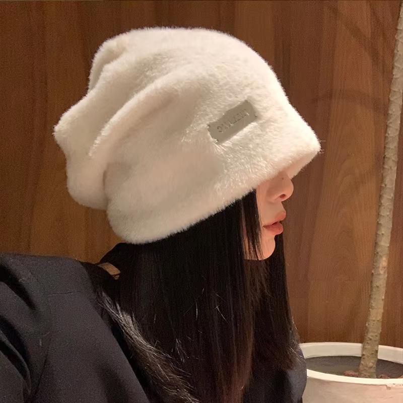 Winter Warm Plush Beanies Cap For Women Soft Fluffy Fur Baggy Slouchy Skullcaps Korean Girl Hip Hop Thicken Pullover Bonnet