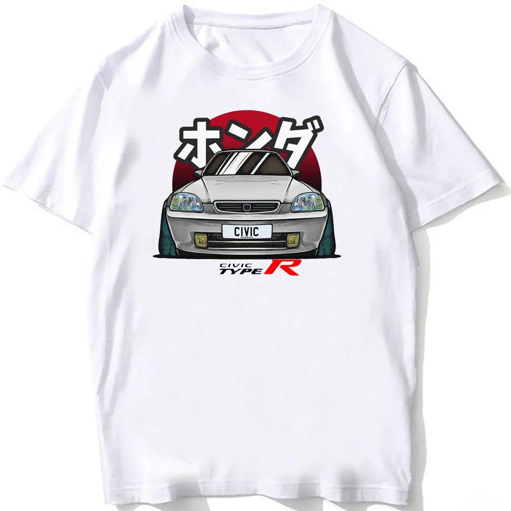 Civic Type R EG6 Legenda auta Tričko Nové Letní Pánské Krátký rukáv Vintage Hip Hop Chlapecké Ležérní Trička Harajuku JDM Bílá Trička