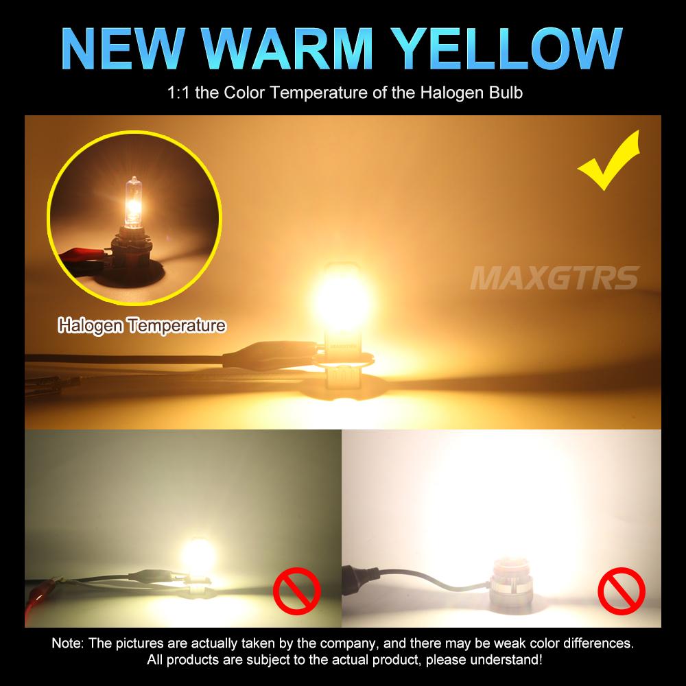 MAXGTRS 2x H3 Headlight LED Canbus No Fan High Beam 6500K White Yellow Car Fog Light Driving Lamp DRL 12V Mini Design