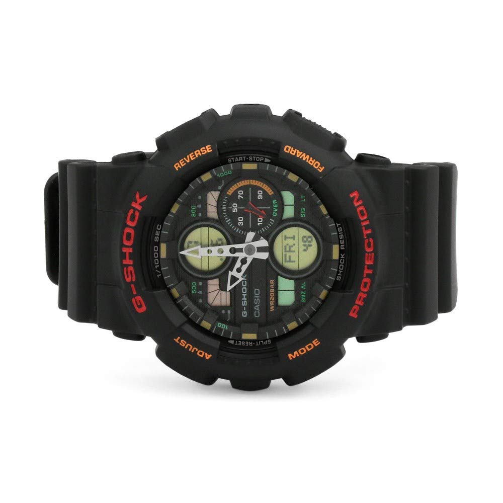 Casio G-SHOCK GA-140-1A4 Men's Watch, Big Case Analog-Digital, Retro 90's Style Black & Orange, 20 ATM Water Resistant Tactical Sport Wristwatch