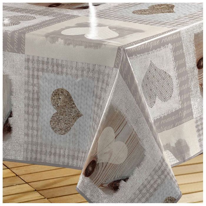 Nappe rectangle 140 x 240 cm pvc imprime cosy coeur