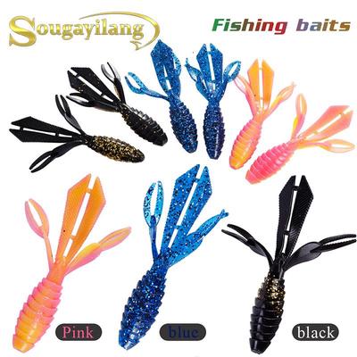 2Pcs Fishing Soft Bait Plastic Worm Shrimp Lures