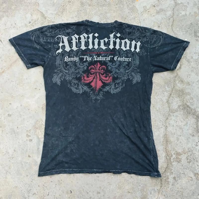 American Affliction T-shirt Men Y2K Street Vintage Fashion Casual Loose Tees Summer Clothes Loose Casual Cartoon Oversized Tops