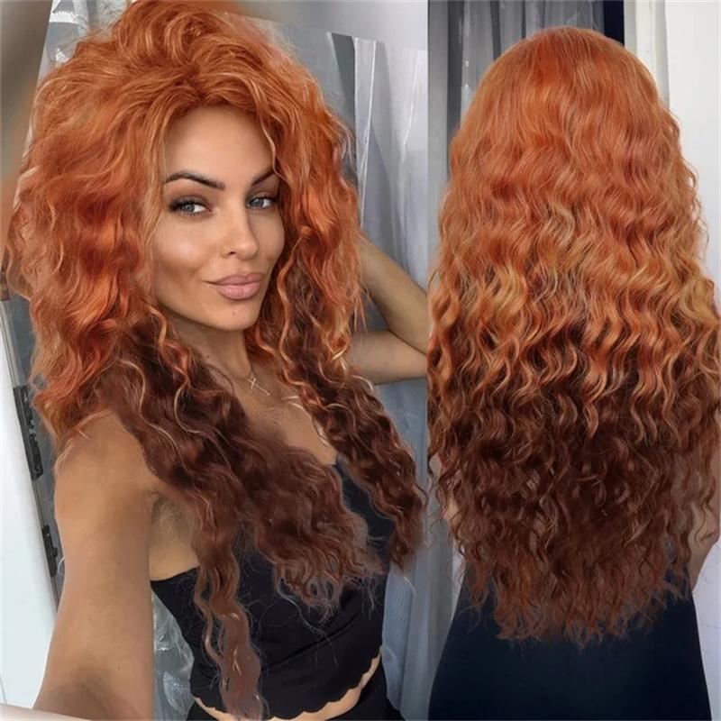 Synthetic Ash Blonde Long Wig Curly Hair Wig for Woman Natural Fluffy Hair for Women Regular Big Wave Volume Wigs