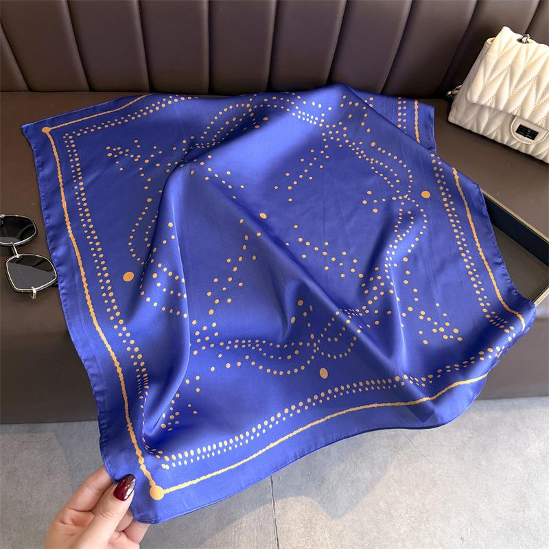 Simple polka dot printing fashion silk scarf square scarf high-end shawl sunscreen neck small square scarf headscarf women's scarf