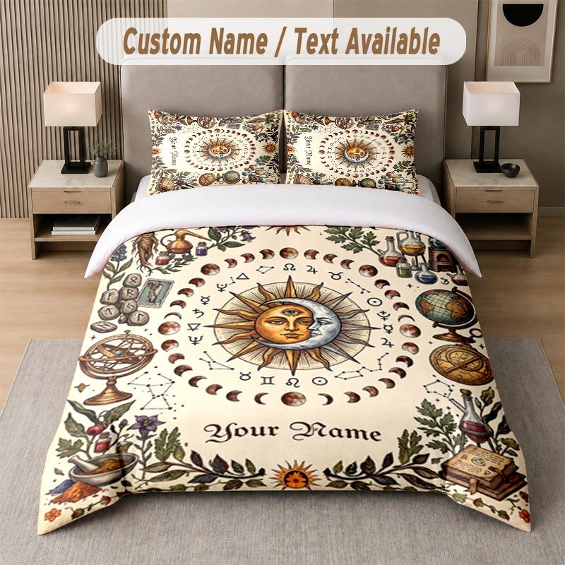Space Cosmic Theme Custom Text Or Name 3Pcs Bedding Set 1 Flat Sheet & 2 Pillowcases Personalized Home Bedding