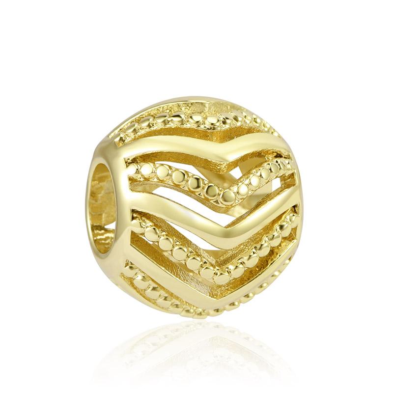 18K Gold Plated Pine Nuts Crown Charm Fit Original Bracelet Shining Bead Diy Women Jewelry Giftcopper Trinket Jewelry Gift