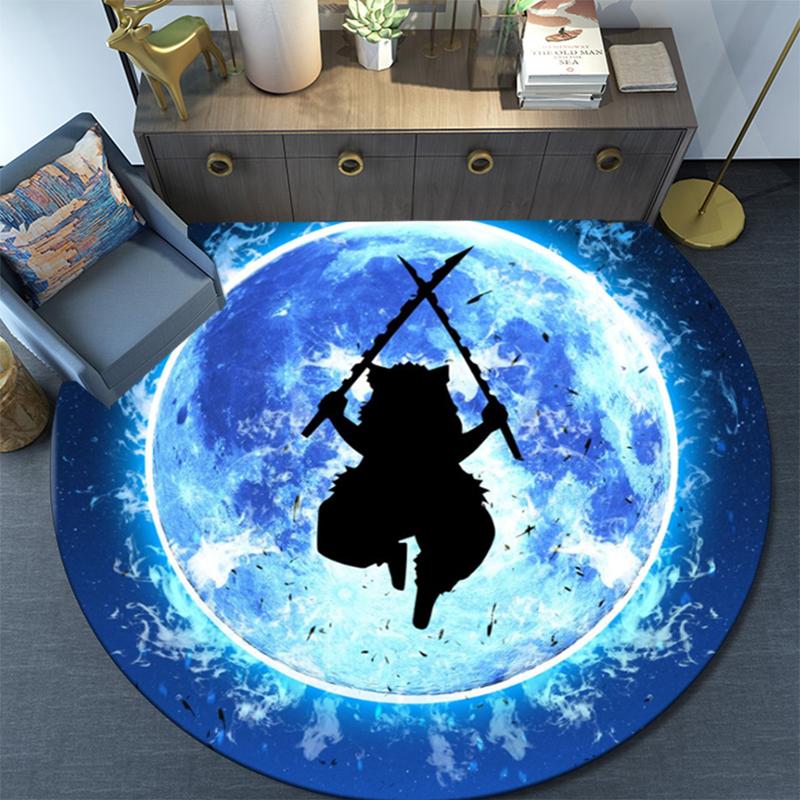 Tappeto Rotondo con Stampa Cartoon, Tappeto per Soggiorno Camera da Letto Divano Sala Giochi Decorazione, Tappetino Antiscivolo