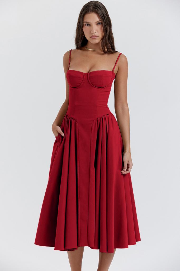 Summer skirt new retro long dress court style dopamine wear suspender dress women