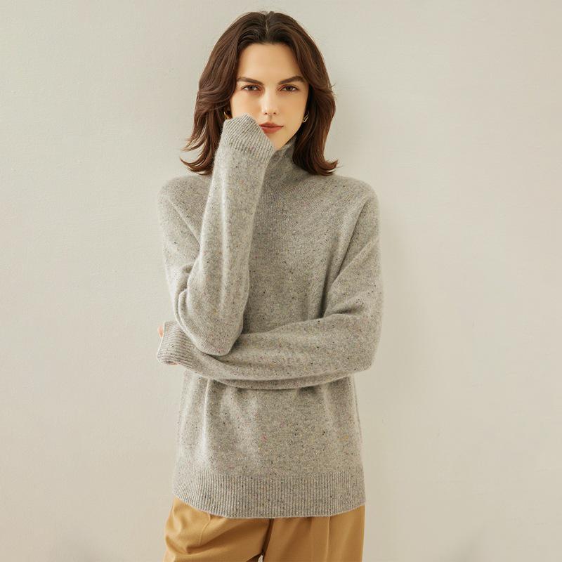 Women's 2025 Autumn/Winter Cashmere High Neck Sweater - Soft, Thick, Solid Color, Stacked Collar.