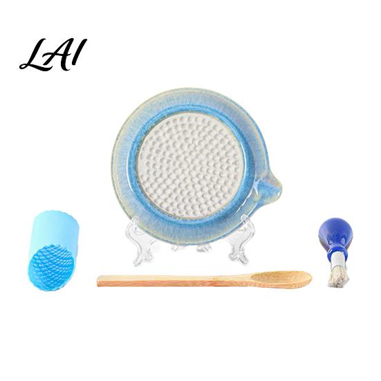 Mess-free Garlic Grater 5Pcs/Set Ceramic Plate with Pour Spout Ginger Cheese Manual Grinder Handheld Crusher Raised Teeth Kitchen Onion Lemon