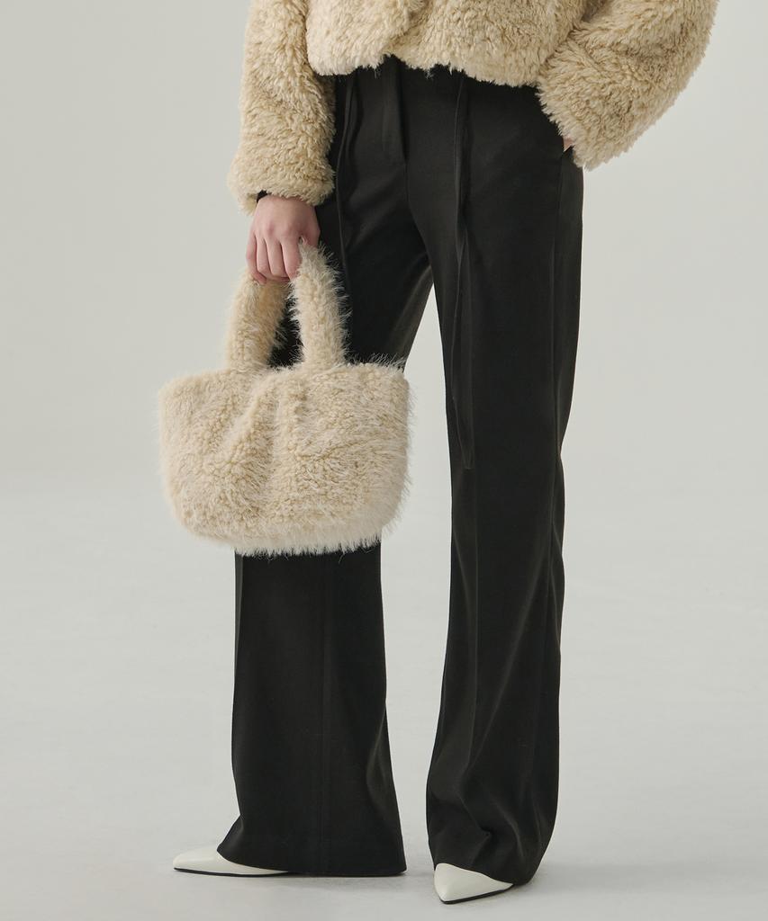 Drawfit Women Hairy Fur Tote Bag [L.Beige]