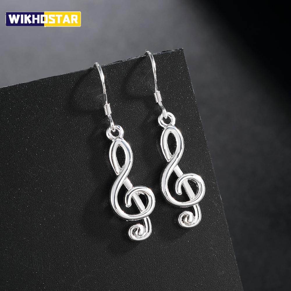 Hot 925 Sterling Silver Romantic music notation drop Earrings for Women high quality Fine party brands Jewelry Christmas Gifts
