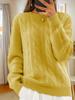 2024 Women's Autumn/Winter Casual Cable Knit Sweater - Solid Color Round Neck Pullover
