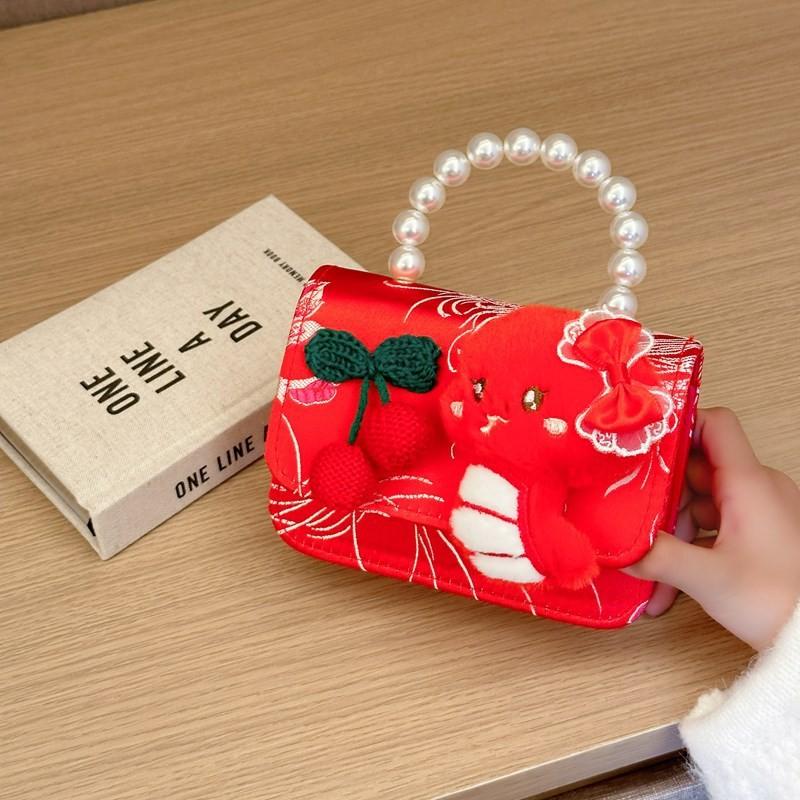 New Childrens Stylish Year Bag Adorable Pearl Chain Shoulder Crossbody Bag Girls For