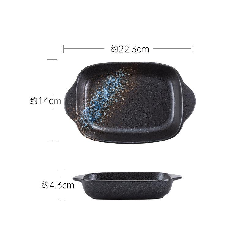 Internet Celebrity Japanese-Style Binaural Baking Pan, Cheese-Baked Rice Baking Pan, Commercial Oven Ceramic Pan, Household Baking Cake Cup
