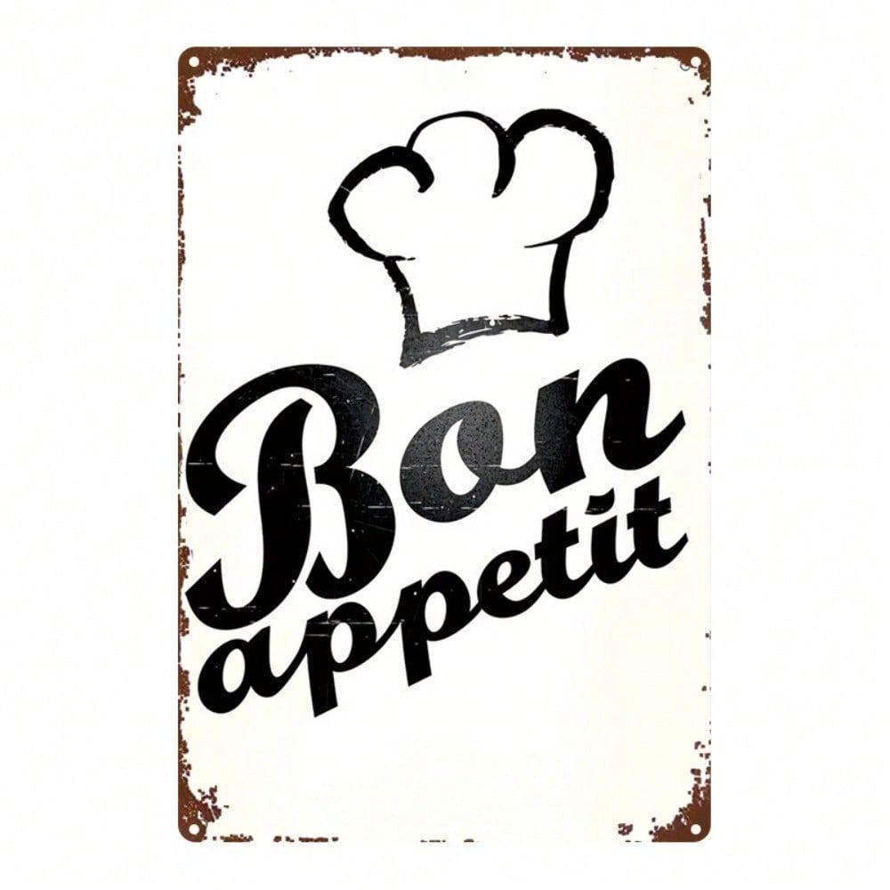 Vintage Chef Bon Appetit Metal Wall Art Kitchen Decor Sign