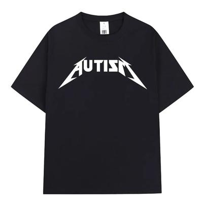 Autismo Metal Rock Meme Camiseta Hombre Mujer Moda Hip Hop Manga Corta Camisetas Oversize 100% Algodón Camisetas Cómodas Ropa de Calle