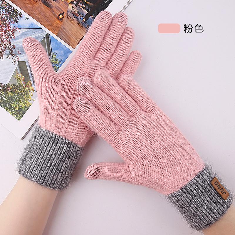 New warm and cold touch screen gloves thickened and velvet women's winter knitted gloves to keep out the cold