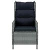 Adjustable Garden Armchair with Cushions Round PE Rattan Light Grey