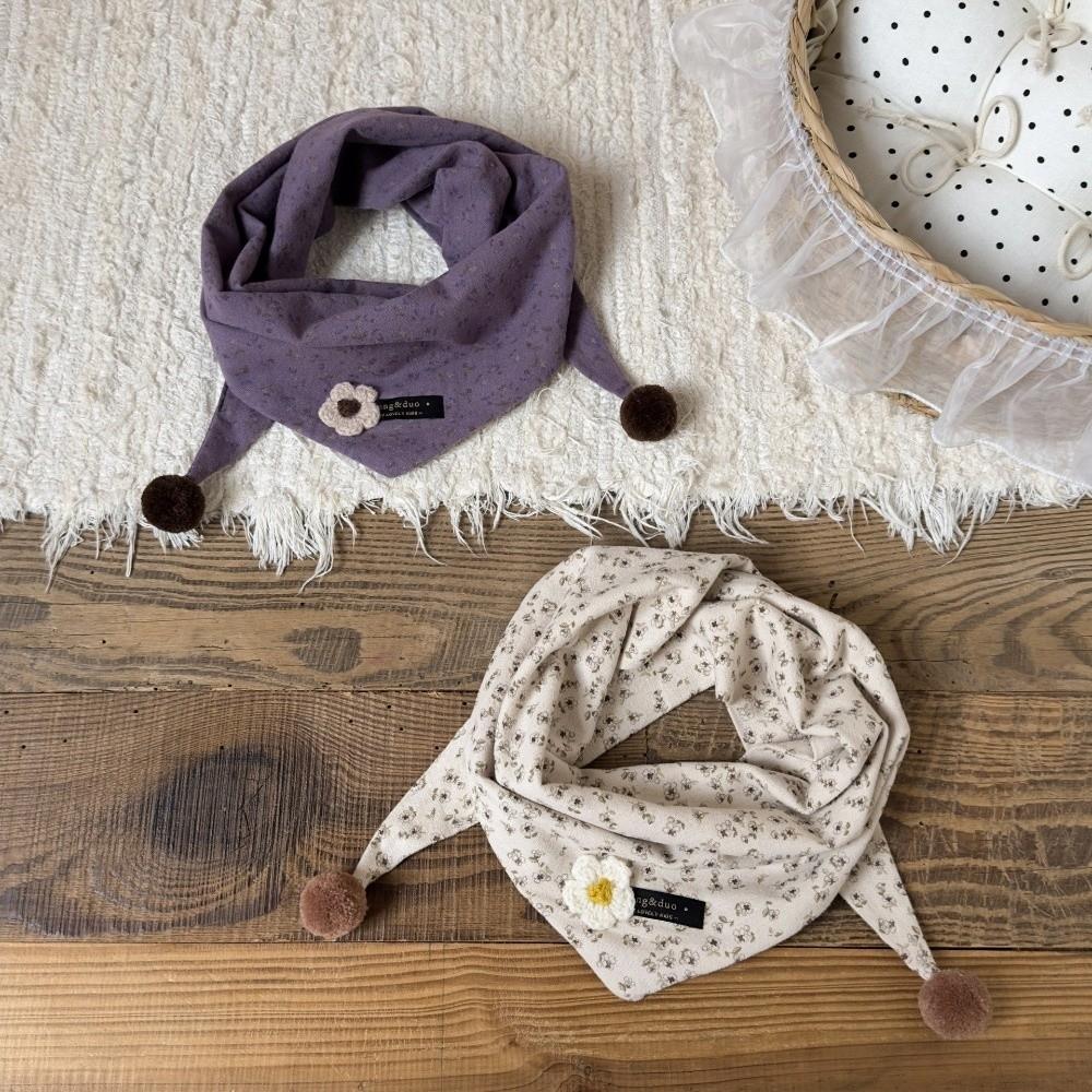 Soft Skin-Friendly Neck Warmer Double Pom Pom Neckscarf Adorable Kid Triangle Scarf Daily
