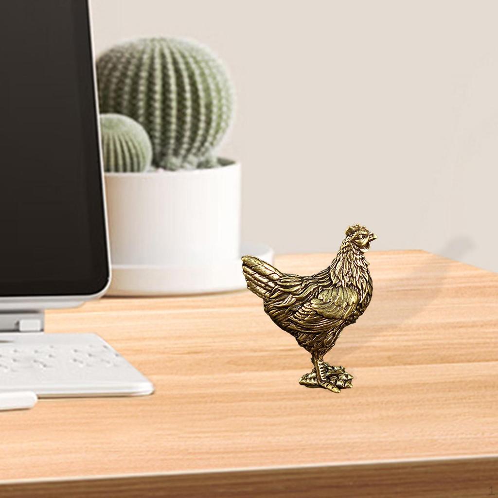 Brass Chicken Figurine for Table Decoration