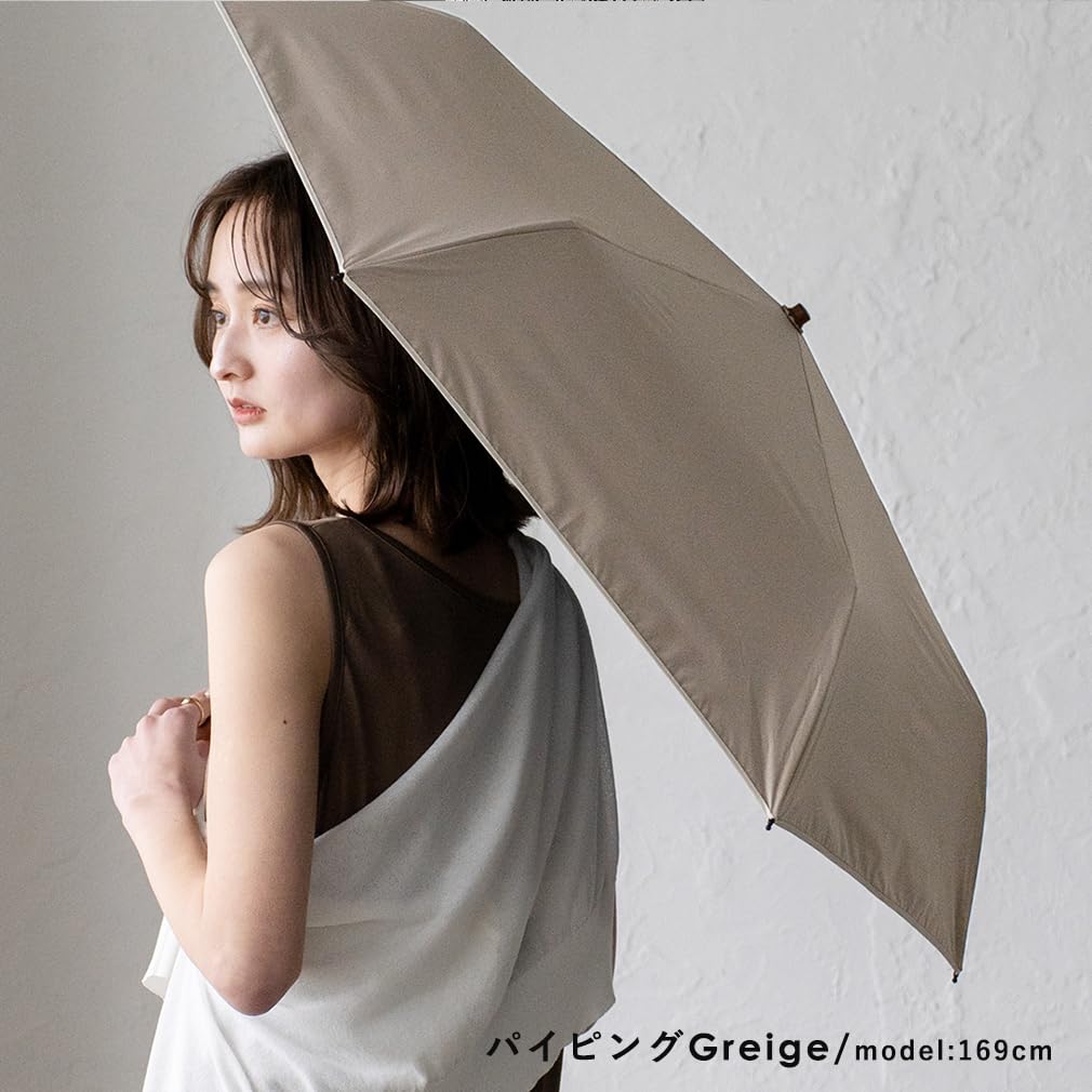 Vita Felice Folding Umbrella for Sunny and Rainy Days Type Umbrella [VITAFELICE] (Lightweight/Tote Bag) Women's Pru-30178z (Piping Grey)