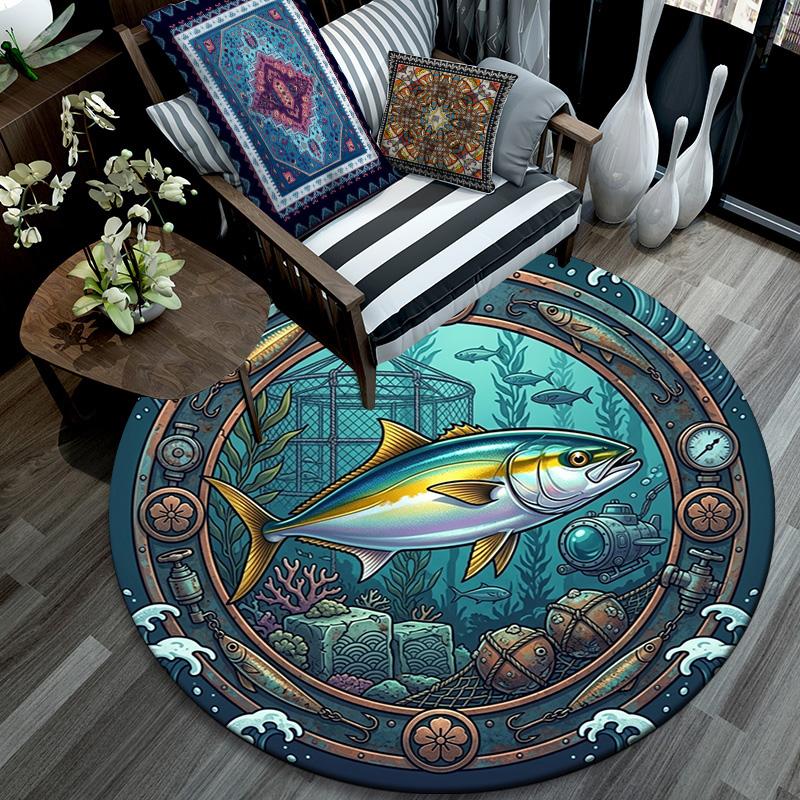 Underwater Adventure Frame Round Area Rug Under Office Chairs Bedroom Living Room Home Decor