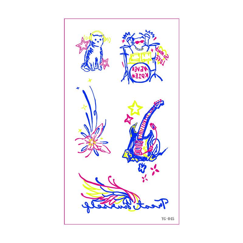 Neon Glow Music Festival Tattoo Stickers: Bright Fluorescent Designs for Concerts and Parties